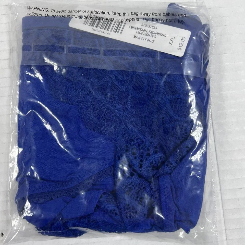 Soma Embraceable Enchanting Lace High Leg Panty Majesty Blue Royal Blue Size XXL